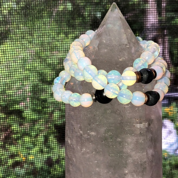 Opal Crystal Bracelets W/ Rose & Shungite Crystal - Picture 3 of 14
